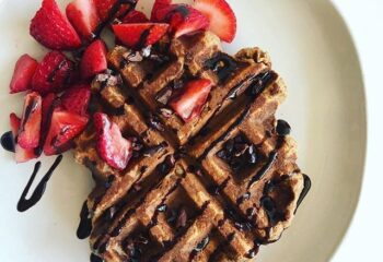 Chocolate Strawberry Protein Waffles